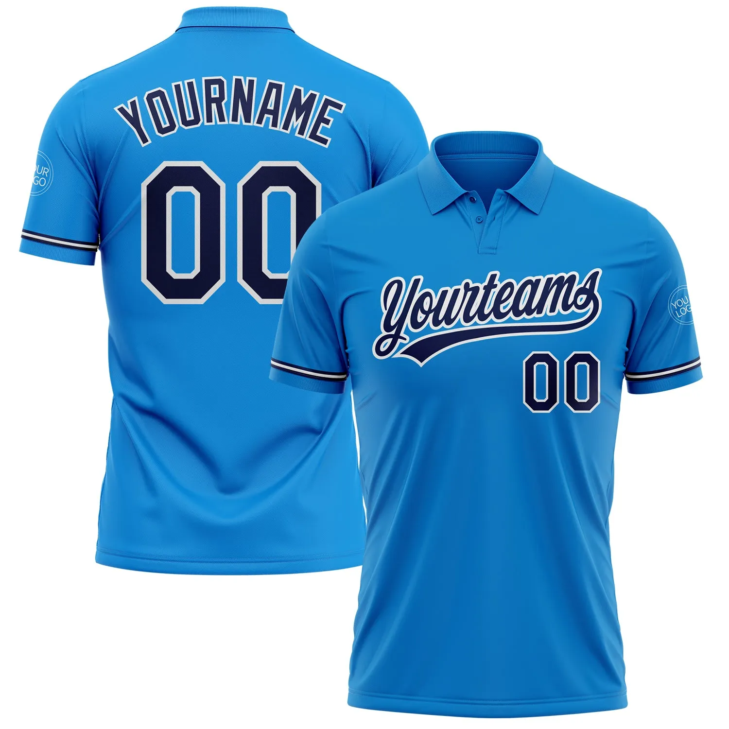 b8d3e47b4fb910dd3bee586e0a52866b9ba1117a06faff9790e151cb13338710.webp Custom Blue Navy-White Performance Vapor Golf Polo Shirt - Image 1