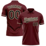 Custom Burgundy Black-City Cream Performance Vapor Golf Polo Shirt