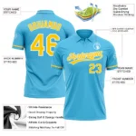 Custom Sky Blue Yellow-White Performance Vapor Golf Polo Shirt - Image 3