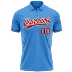 Custom Powder Blue Red-White Performance Vapor Golf Polo Shirt - Image 2