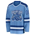 Custom Light Blue Royal-White Hockey Jersey - Image 2