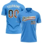 Custom Powder Blue Vintage USA Flag-Cream Performance Vapor Golf Polo Shirt