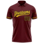 Custom Burgundy Black-Yellow Performance Vapor Golf Polo Shirt - Image 2