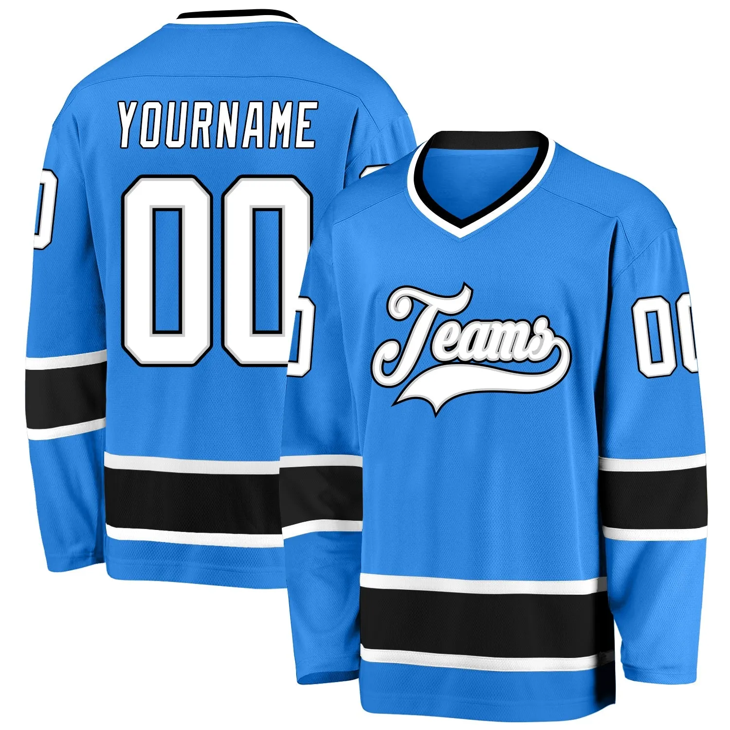 c5a67c8e2a75a0752965ebaeb86b8b9fc483373dd716d2b23917f3c805234fae.webp Custom Powder Blue White-Black Hockey Jersey - Image 1