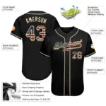 Custom Black Vintage Usa Flag-Cream Authentic Baseball Jersey - Image 2