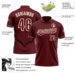 Custom Burgundy Cream Performance Vapor Golf Polo Shirt - Image 3