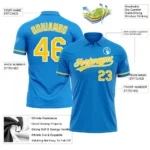Custom Blue Yellow-White Performance Vapor Golf Polo Shirt - Image 3