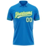 Custom Blue White-Neon Green Performance Vapor Golf Polo Shirt - Image 2
