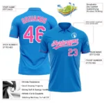 Custom Blue Pink-White Performance Vapor Golf Polo Shirt - Image 3