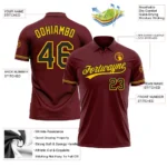 Custom Burgundy Black-Yellow Performance Vapor Golf Polo Shirt - Image 3