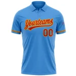 Custom Powder Blue Red-Gold Performance Vapor Golf Polo Shirt - Image 2