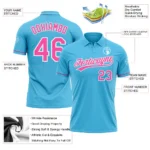Custom Sky Blue Pink-White Performance Vapor Golf Polo Shirt - Image 3