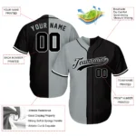 Custom Team Baseball Jerseys - Great Gifts For Baseball Fans - Split Gray Black - Personalized Baseball Father's Day Gifts - Image 2
