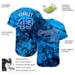 Custom Graffiti Pattern Royal-White 3D Authentic Baseball Jersey - Image 2