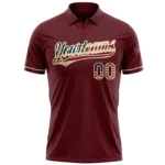 Custom Burgundy Vintage USA Flag-Cream Performance Vapor Golf Polo Shirt - Image 2