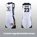 Custom White-Black Team Logo Basketball Jerseys