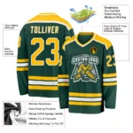 Custom Green Gold-White So Cool Hockey Jersey - Image 3