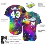 Custom Galactic White-Light Blue 3D Authentic Baseball Jersey - Image 2