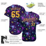 Custom Graffiti Pattern Royal-Old Gold 3D Authentic Baseball Jersey - Image 2