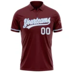 Custom Burgundy White-Light Blue Performance Vapor Golf Polo Shirt - Image 2