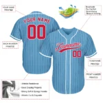 Customized Baseball Jerseys - Baseball Fan Gifts - Pinstripe Light Blue Red - Baseball Fathers Day Gifts - Image 2