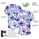Custom Graffiti Pattern White-Royal 3D Abstract Watercolor Authentic Baseball Jersey - Image 2