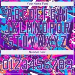 Custom Graffiti Words Pattern White-Purple 3D Authentic Baseball Jersey - Image 4