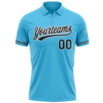 Custom Sky Blue Black-White Performance Vapor Golf Polo Shirt - Image 2