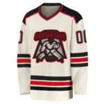 Custom Cream Black-Red Hockey Jersey - Image 2