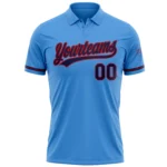 Custom Powder Blue Navy-Red Performance Vapor Golf Polo Shirt - Image 2