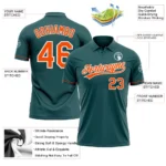 Custom Midnight Green Orange-White Performance Vapor Golf Polo Shirt - Image 3