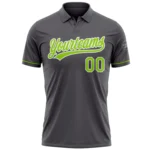 Custom Steel Gray Neon Green-White Performance Vapor Golf Polo Shirt - Image 2