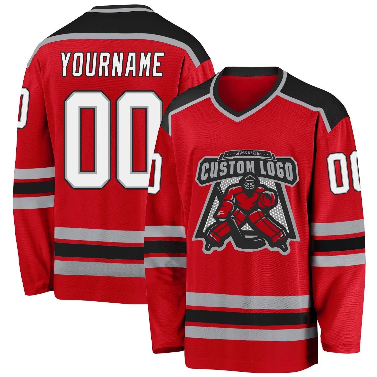 f9c84de43aee4b7127ecd8b853eb8681cc6ad300806efa4ab6dc66cc33705293.webp Custom Red White-Black Hockey Jersey - Image 1