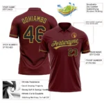 Custom Burgundy Black-Old Gold Performance Vapor Golf Polo Shirt - Image 3