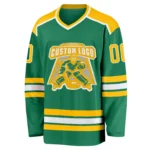 Custom Kelly Green Gold-White Hockey Jersey - Image 2