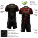 Custom Black Black Old Gold-Red Sublimation Soccer Uniform Jersey - Image 3